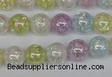 CKQ63 15.5 inches 10mm round AB-color dyed crackle quartz beads