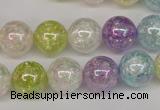 CKQ64 15.5 inches 12mm round AB-color dyed crackle quartz beads