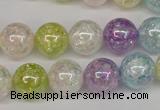 CKQ65 15.5 inches 14mm round AB-color dyed crackle quartz beads