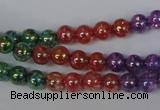 CKQ71 15.5 inches 6mm round AB-color dyed crackle quartz beads