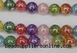 CKQ72 15.5 inches 8mm round AB-color dyed crackle quartz beads