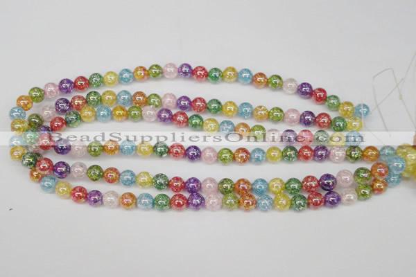 CKQ72 15.5 inches 8mm round AB-color dyed crackle quartz beads