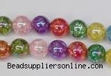 CKQ73 15.5 inches 10mm round AB-color dyed crackle quartz beads