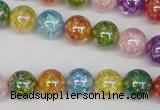 CKQ74 15.5 inches 12mm round AB-color dyed crackle quartz beads