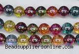 CKQ82 15.5 inches 8mm round AB-color dyed crackle quartz beads