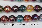 CKQ83 15.5 inches 10mm round AB-color dyed crackle quartz beads