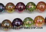 CKQ85 15.5 inches 14mm round AB-color dyed crackle quartz beads