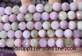 CKU326 15.5 inches 10mm faceted round natural kunzite beads