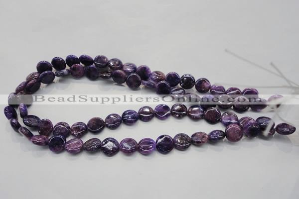 CKU36 15.5 inches 12mm flat round purple kunzite beads wholesale