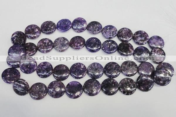 CKU38 15.5 inches 20mm flat round purple kunzite beads wholesale