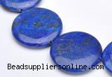 CLA21 coin deep blue dyed lapis lazuli 25mm gemstone beads