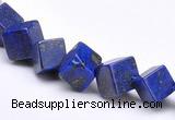 CLA39 6*6*6mm oblique-drilled cubic dyed lapis lazuli beads