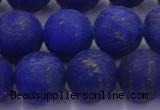 CLA75 15.5 inches 14mm round matte lapis lazuli beads wholesale