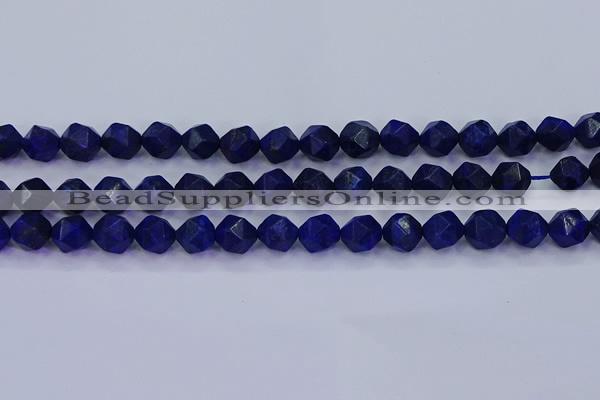 CLA83 15.5 inches 10mm faceted nuggets dyed lapis lazuli beads