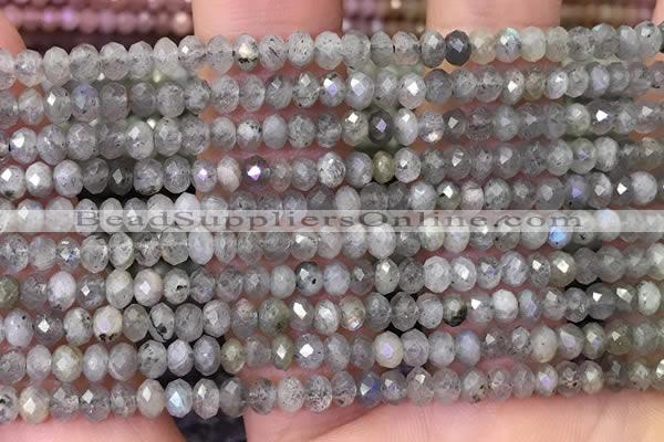 CLB1050 15.5 inches 3*4mm faceted rondelle labradorite beads wholesale