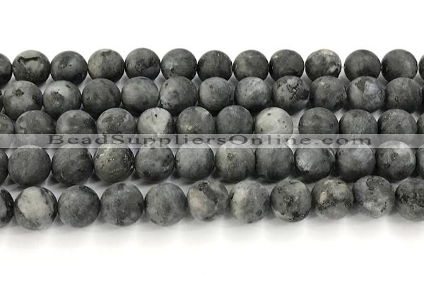 CLB1198 15 inches 10mm round matte black labradorite beads