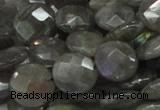 CLB14 16 inches 14mm faceted coin labradorite gemstone beads