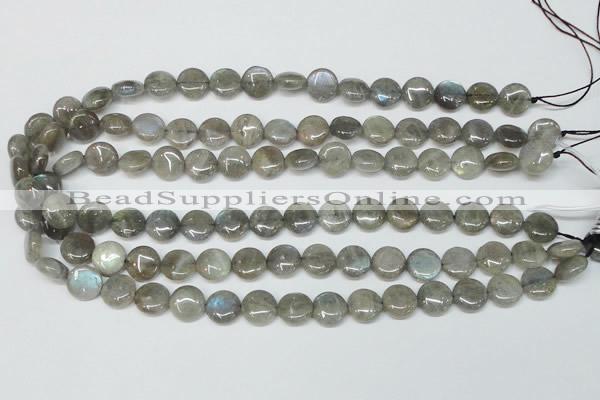 CLB149 15.5 inches 10mm flat round labradorite gemstone beads