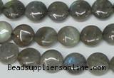 CLB168 15.5 inches 12mm flat round labradorite gemstone beads