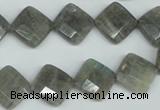 CLB181 15.5 inches 12*12mm faceted diamond labradorite beads