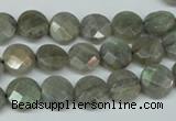 CLB190 15.5 inches 10mm faceted coin labradorite gemstone beads