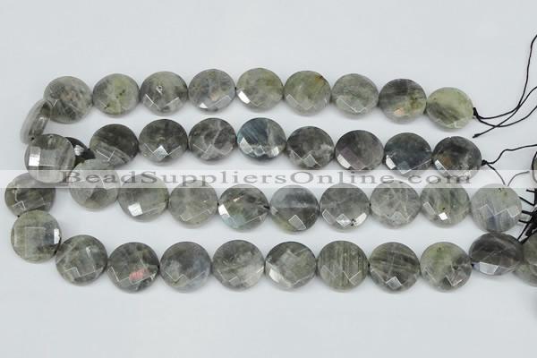 CLB193 15.5 inches 20mm faceted coin labradorite gemstone beads