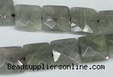 CLB201 15.5 inches 14*14mm faceted square labradorite beads