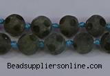 CLB230 15.5 inches 10mm faceted round matte labradorite beads