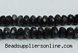 CLB303 15.5 inches 5*8mm faceted rondelle black labradorite beads