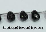 CLB319 10*14mm top-drilled faceted teardrop black labradorite beads