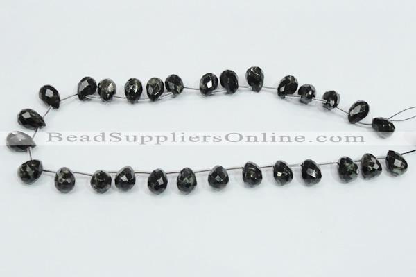 CLB319 10*14mm top-drilled faceted teardrop black labradorite beads