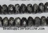 CLB322 15.5 inches 6*12mm faceted rondelle black labradorite beads