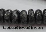 CLB332 15.5 inches 10*18mm faceted rondelle black labradorite beads