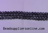 CLB370 15.5 inches 4mm round matte black labradorite beads