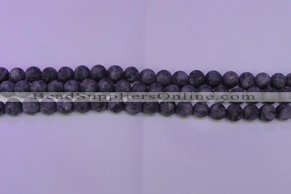 CLB372 15.5 inches 8mm round matte black labradorite beads