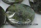 CLB40 15.5 inches 40mm faceted flat round labradorite gemstone beads