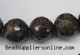 CLB407 15.5 inches 18mm faceted round grey labradorite beads