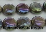 CLB635 15.5 inches 10mm flat round AB-color labradorite beads