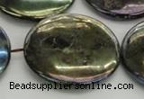 CLB645 15.5 inches 45mm flat round AB-color labradorite beads