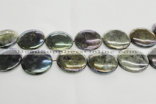 CLB645 15.5 inches 45mm flat round AB-color labradorite beads