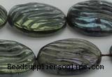 CLB669 15.5 inches 22*30mm carved oval AB-color labradorite beads