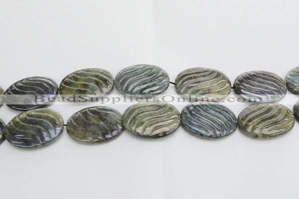 CLB671 15.5 inches 30*40mm carved oval AB-color labradorite beads