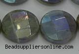 CLB681 15.5 inches 20mm faceted coin AB-color labradorite beads