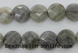 CLB743 15.5 inches 14mm faceted coin labradorite gemstone beads