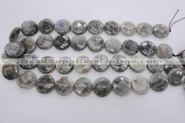 CLB745 15.5 inches 18mm faceted coin labradorite gemstone beads