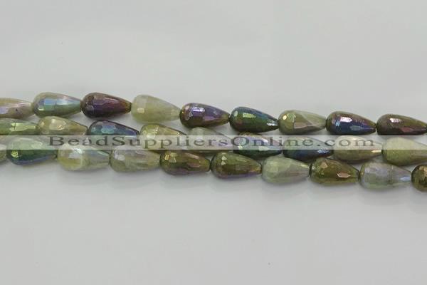 CLB784 15.5 inches 10*20mm faceted teardrop AB-color labradorite beads