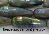 CLB785 15.5 inches 10*30mm faceted teardrop AB-color labradorite beads