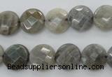 CLB88 15.5 inches 12mm faceted coin labradorite beads wholesale