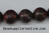 CLD106 15.5 inches 16mm faceted round leopard skin jasper beads