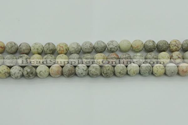 CLD204 15.5 inches 12mm round matte Chinese leopard skin jasper beads